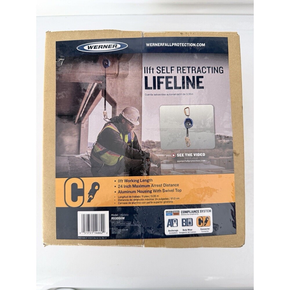 Werner R530011 Baseline 11 Ft Web Self-Retracting Lifeline SRL Exp 02/26